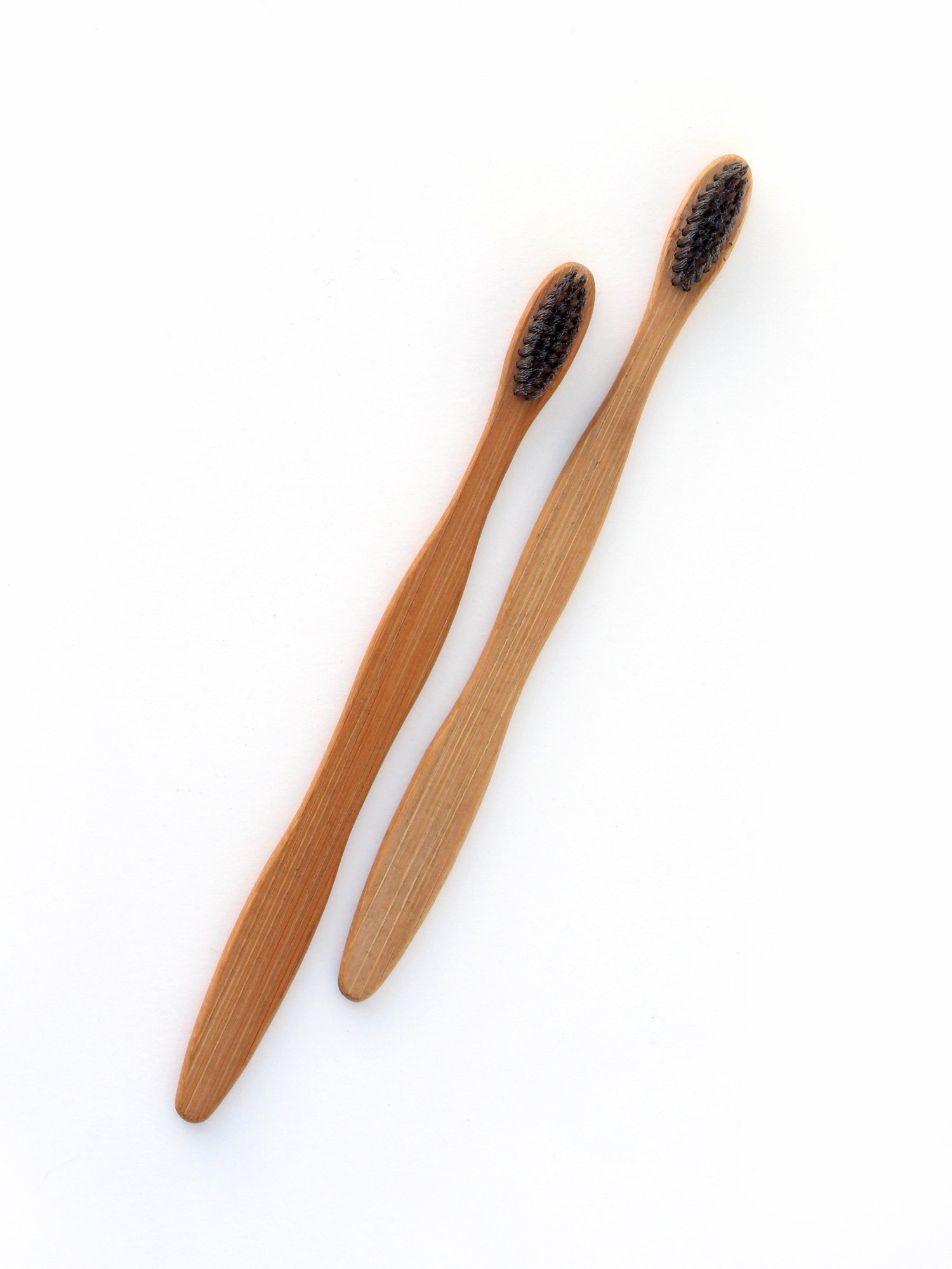 Two Bamboo toothbrush, Curve Shaped with Charcoal Bristles