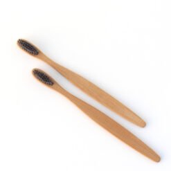 wooden toothbrush india, bamboo brush Curve Shaped with Charcoal Bristles